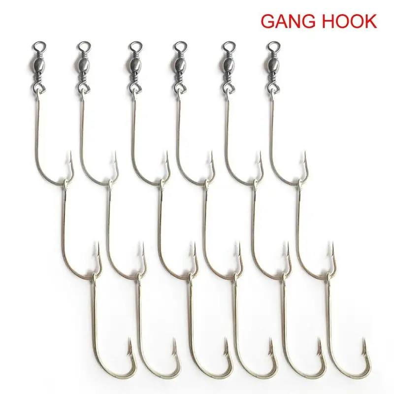 10-Pack Pre-Rigged Gang Hooks – Size 1/0, Ready-to-Fish Setup