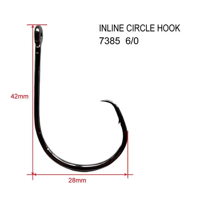 100-Pack 6/0 Inline Circle Hooks – Straight-Eye, Tournament-Approved Fishing Tackle