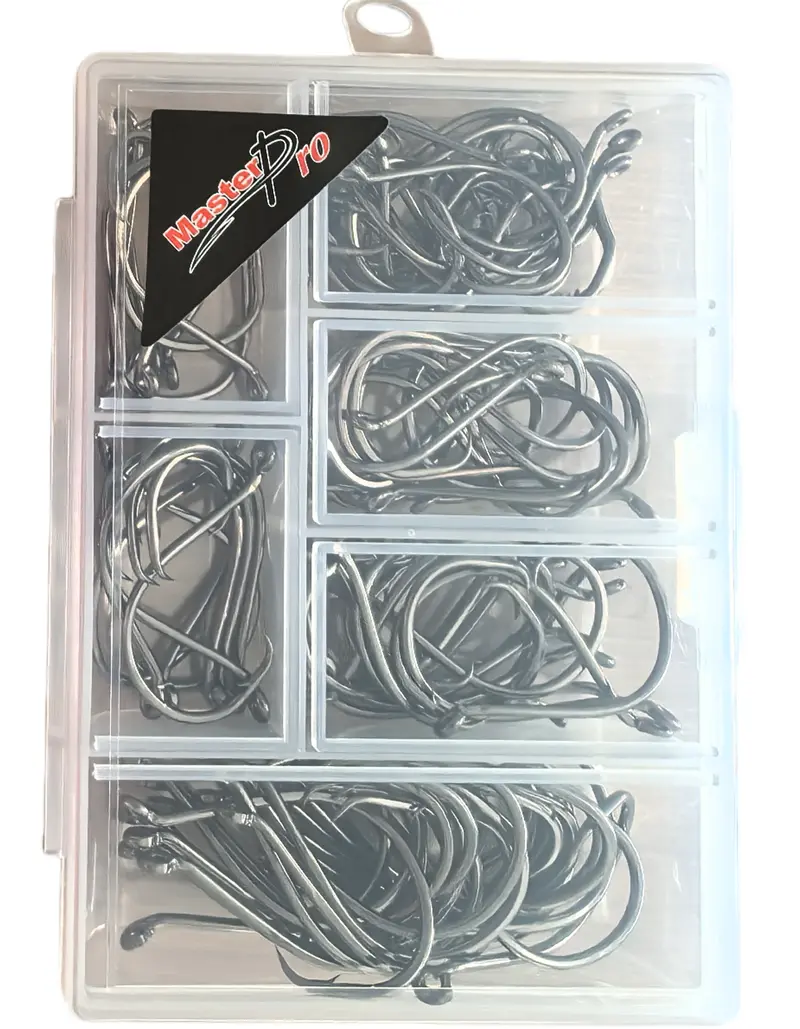 100-Pack Masterpro Octopus Circle Hooks – Assorted Sizes (2/0 to 5/0)