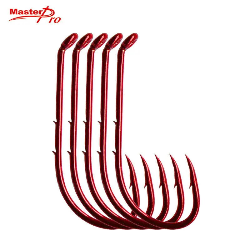 100-Pack Red Baitholder Hooks – Size 1/0, Ideal for Medium-Sized Species