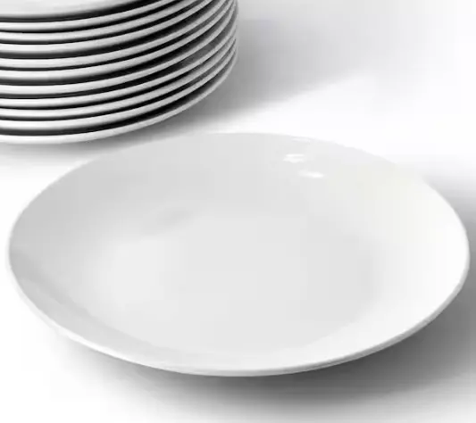 12-Piece Round White Porcelain Salad Plate Set