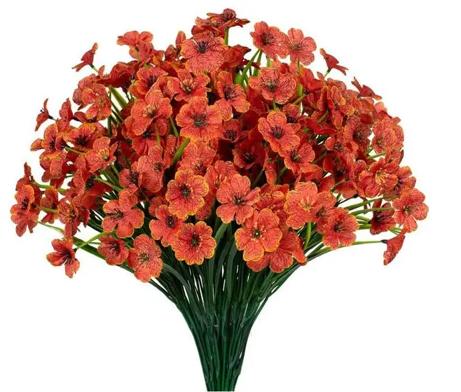 14-Inch Orange Artificial Boxwood Flower Stems