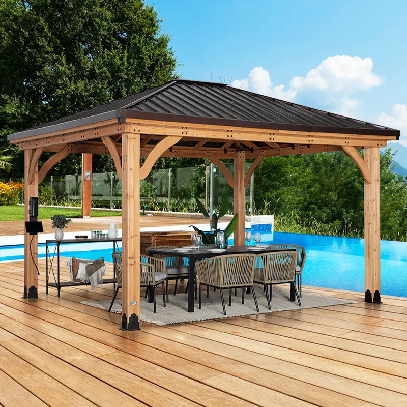 14×12 Barrington Premium Gazebo – Rustic Timber Construction