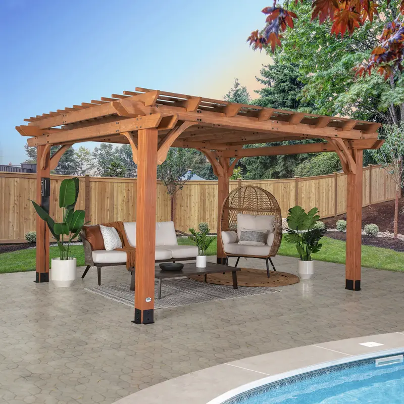 14×12 Beaumont Aluminum Pergola – Open-Architectural Shade Structure