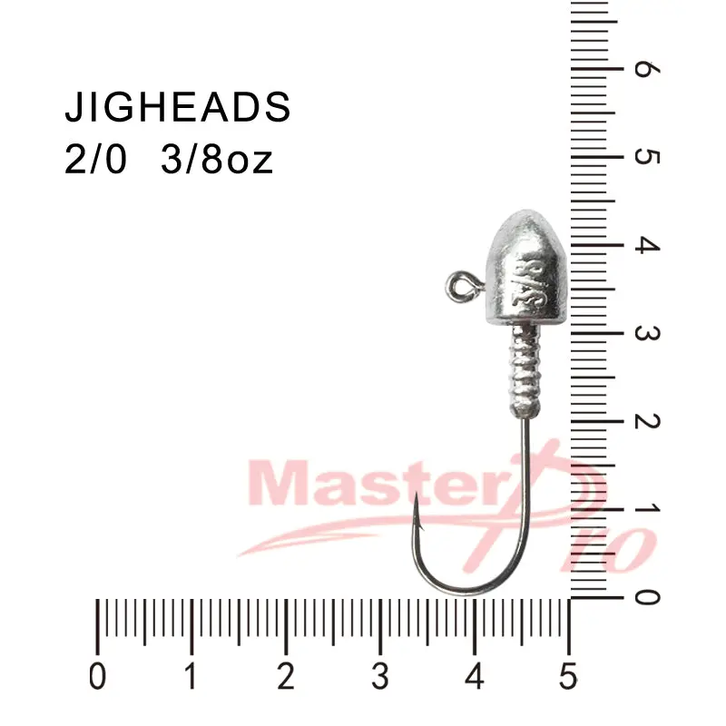 15-Pack Heavy-Duty 2/0 Jig Heads – 3/8 oz, Chemically Sharpened Fishing Hooks