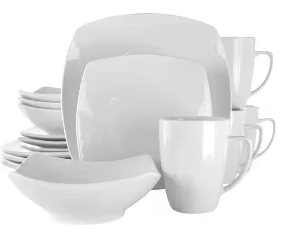 16-Piece Hayes White Square Porcelain Dinnerware Collection