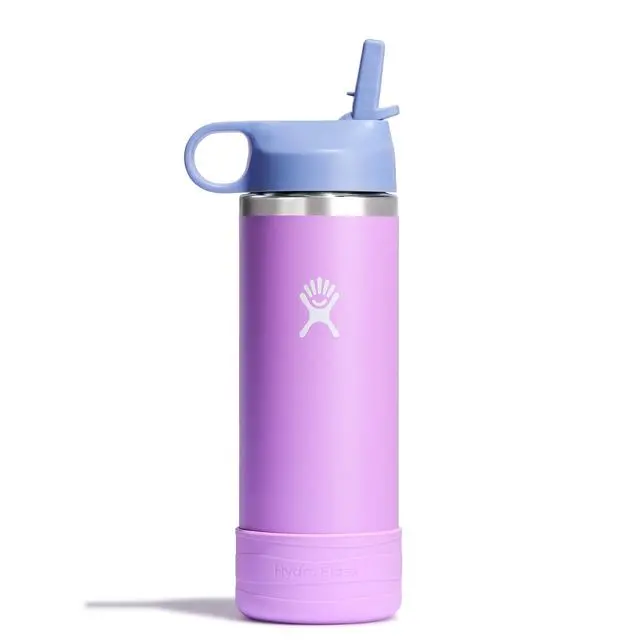 18 oz Kids’ Insulated Wide-Mouth Bottle with Straw Cap and Protective Boot