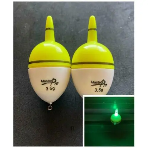 2-Pack MASTERPRO Compact LED Floats – 3.5g Battery-Powered Luminous Bobbers for Subtle, Shallow-Water Fishing