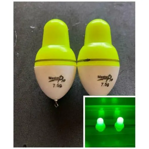 2-Pack MASTERPRO LED Electronic Floats – 7.5g Self-Illuminating Bobbers with Integrated Batteries Included