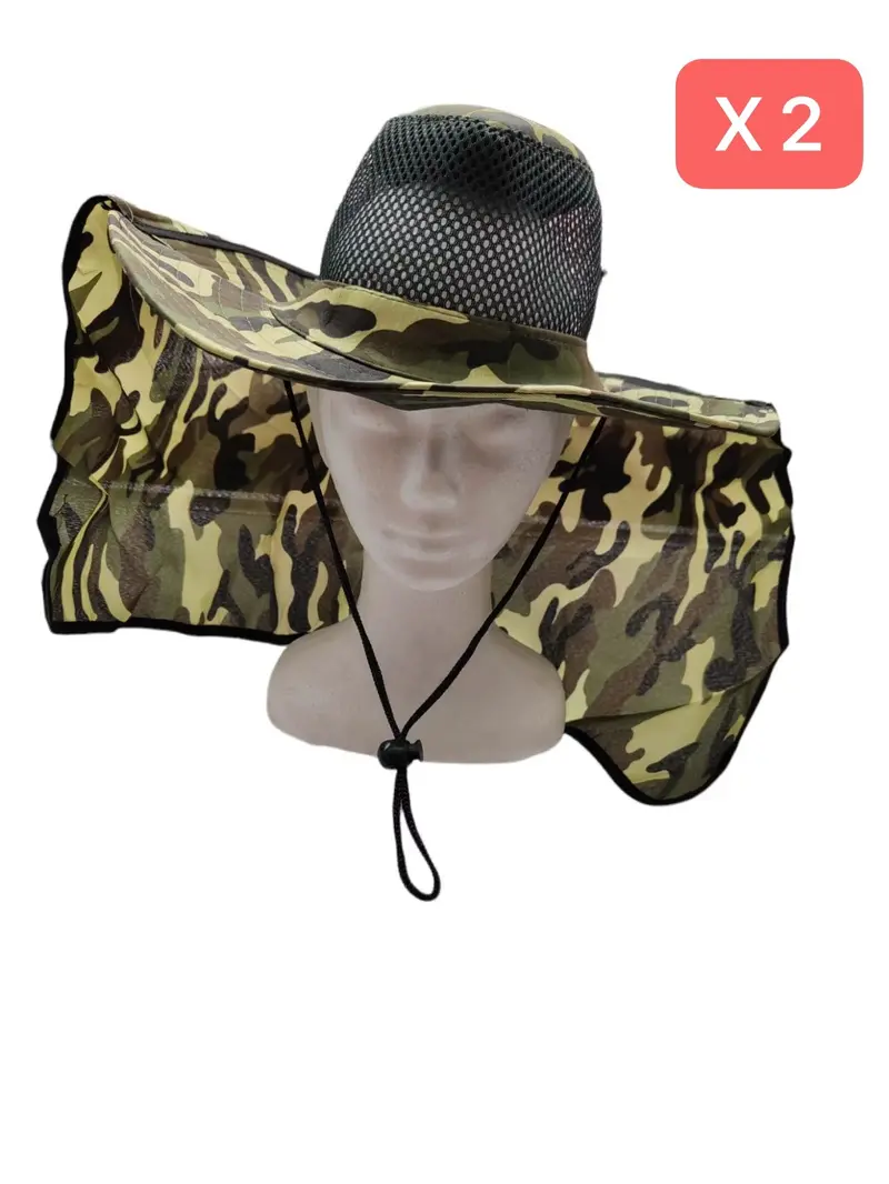 2-Pack Ventilated Full-Brim Sun Hat with Integrated Neck Flap