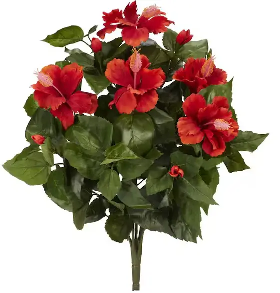 20-Inch Hibiscus-Style Faux Plant for Indoor Display