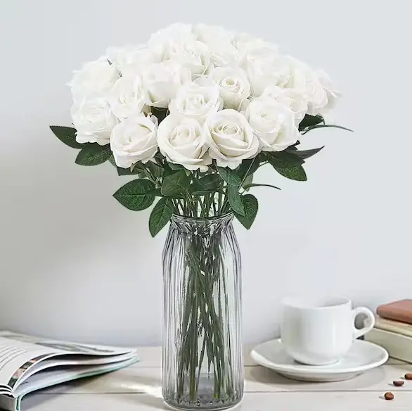 20-Inch White Bridal Shower Faux Flower Bundle – Stems Included