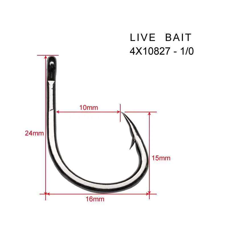 20-Pack High-Strength Live Bait Hooks – Chemically Honed, Size 1/0, Optimized for Smaller Bait and Delicate Presentations