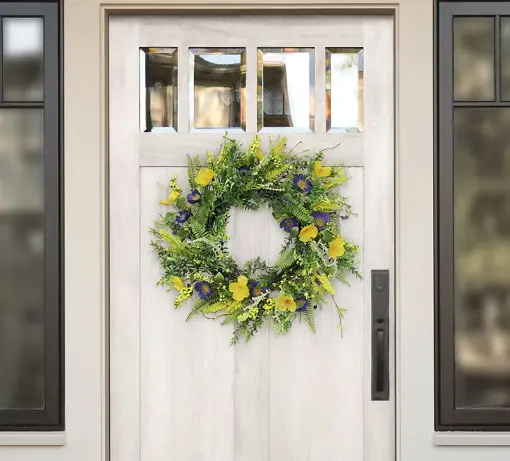 24-Inch Artificial Spring Mixed Floral Wreath for Decor