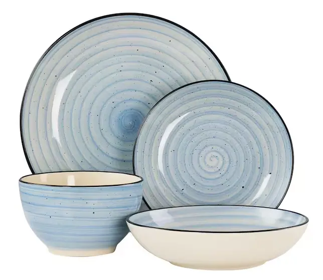 24-Piece Light Blue Stoneware Dinnerware Set