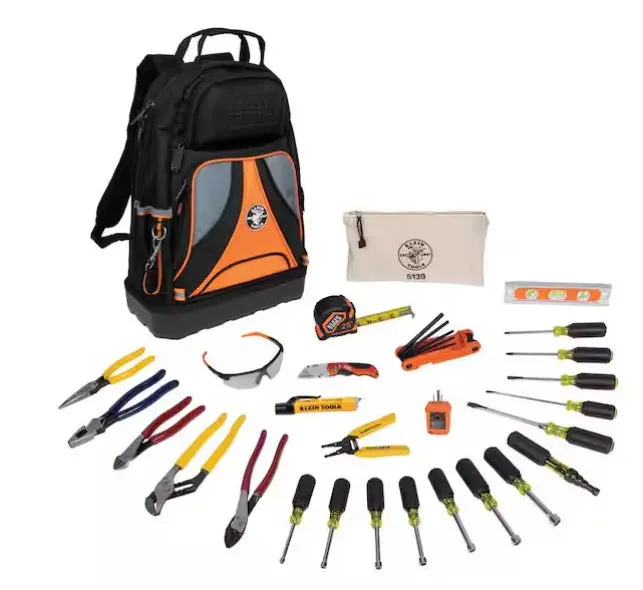 28-Piece Hand Tool Set with Heavy-Duty Backpack for On-the-Go Professionals