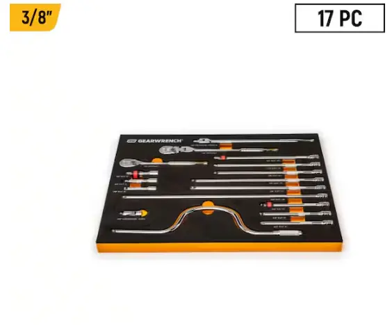 3/8″ Drive 90-Tooth Ratchet Set with Socket Accessories