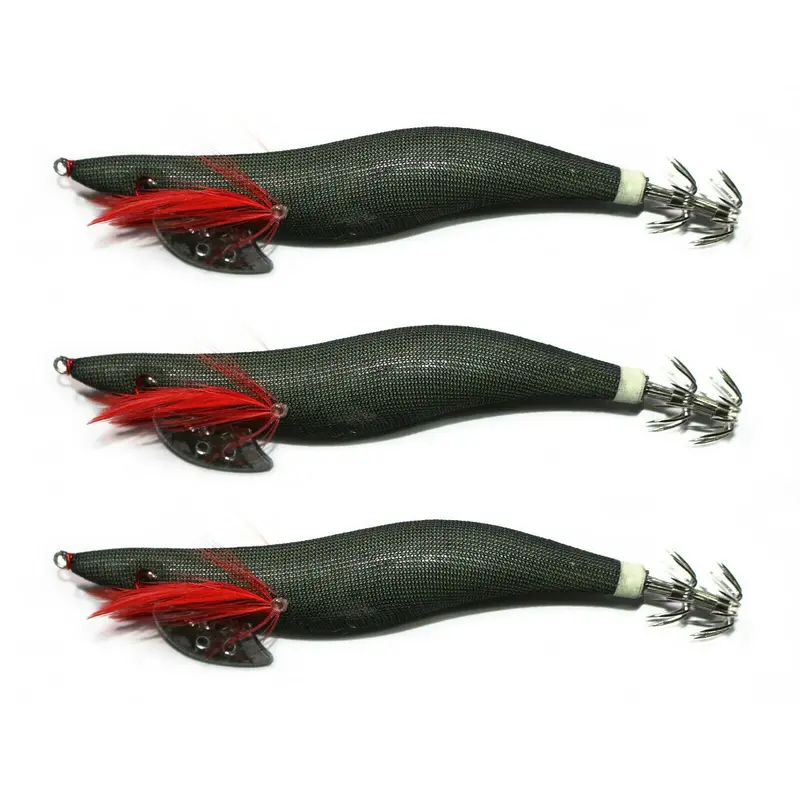 3-Pack Black Squid Jigs – Lightweight, Responsive Design (Model 169)