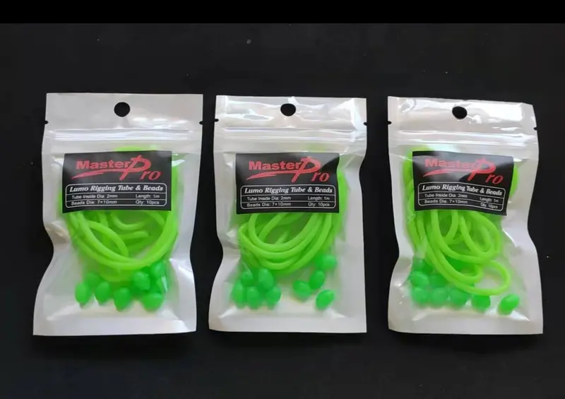 3-Pack Glow-In-The-Dark Rigging Tubes & Beads – 1-Meter Lumo Green Spools