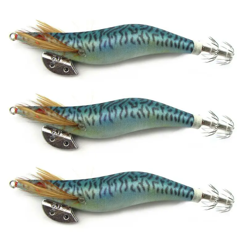 3-Pack Popular Pilchard-Color Squid Jigs for Targeted Cephalopod Fishing (Model 090)
