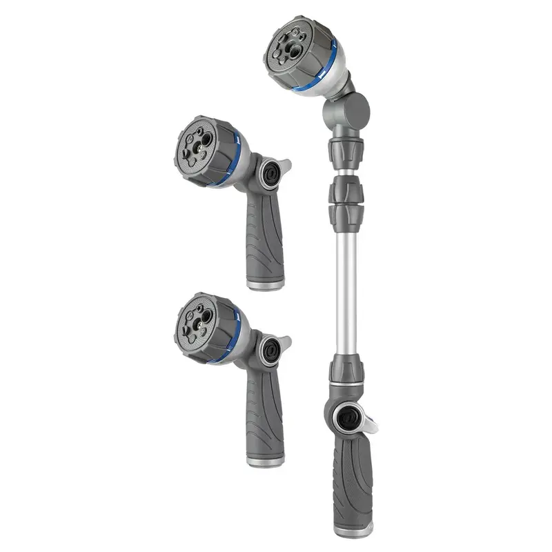3-Piece Adjustable Nozzle Accessory Set: Two Multi-Mode Nozzles + Telescoping Extension Wand