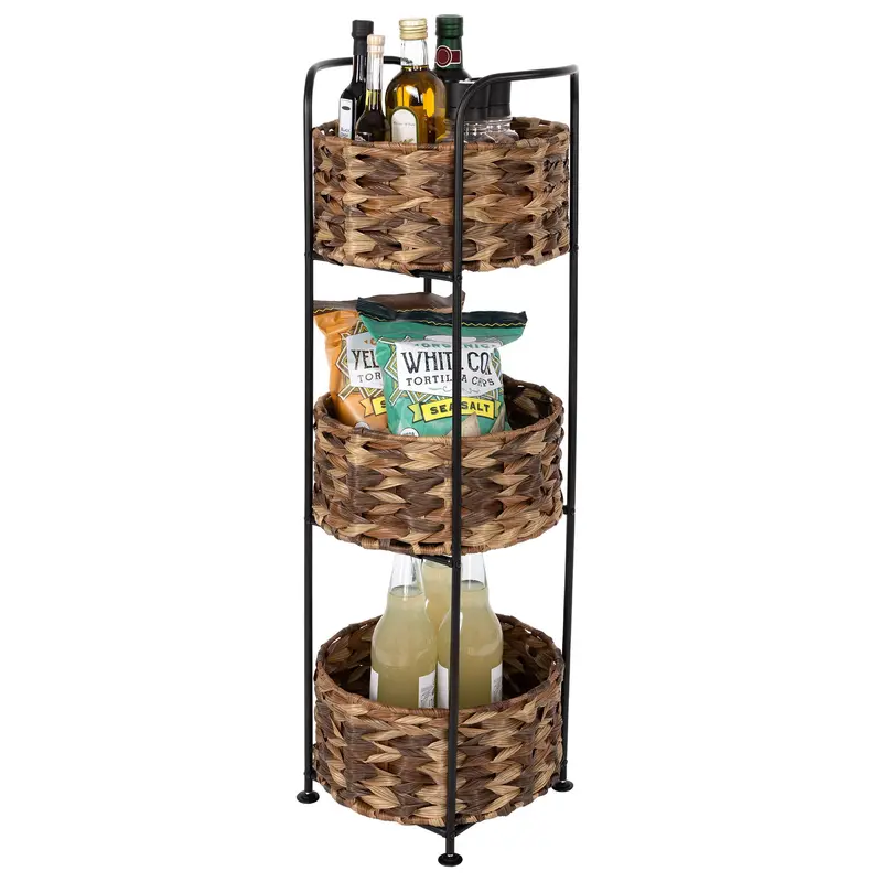3-Tier Stackable Storage Basket Tower – Compact Vertical Organizer