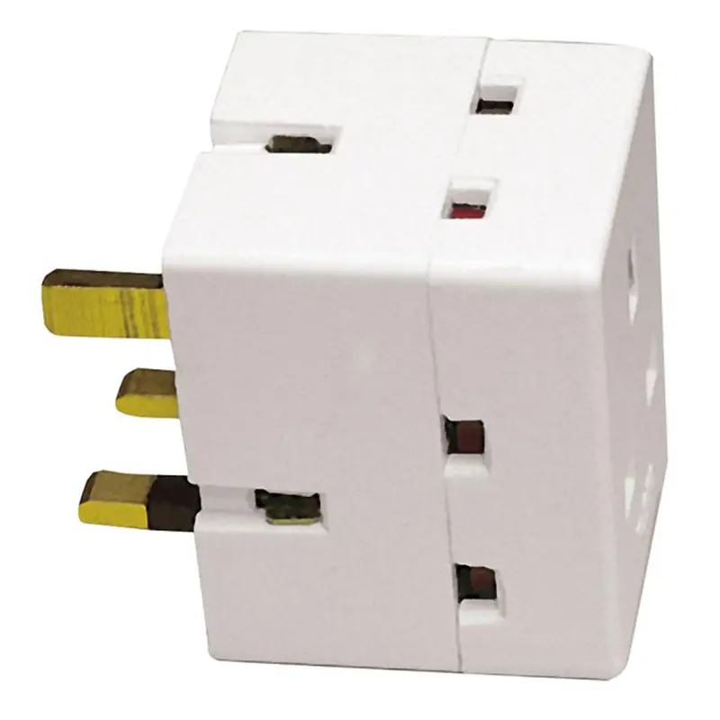 3-Way 13A Mains Plug Adaptor for Caravan & Campervan Use