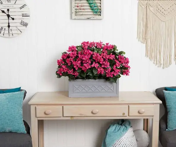 30-Inch Indoor Bougainvillea Artificial Plant in Stone Planter