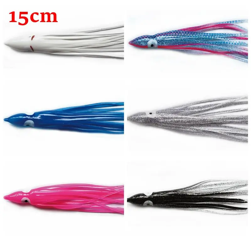 30-Pack 15cm Octopus Squid Skirt Trolling Jigs – Saltwater Predator Lures for Offshore Use
