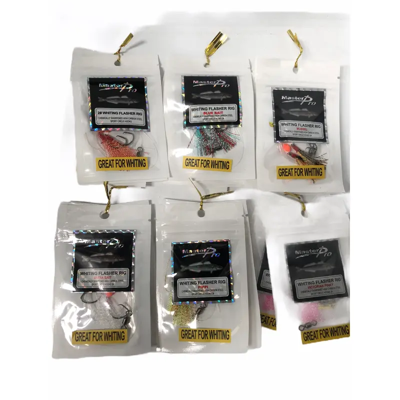 30-Pack Custom Whiting Fishing Rigs – 6 Color Options, #2 Sport Circle Hooks