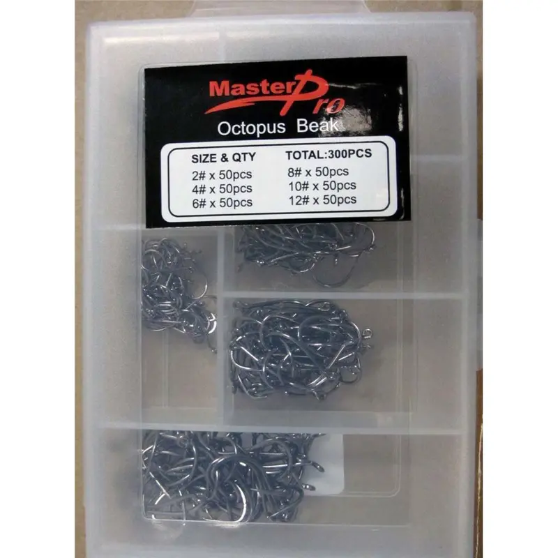 300-Pack Chemically Sharpened Octopus Hooks – 6 Sizes for Saltwater Fishing