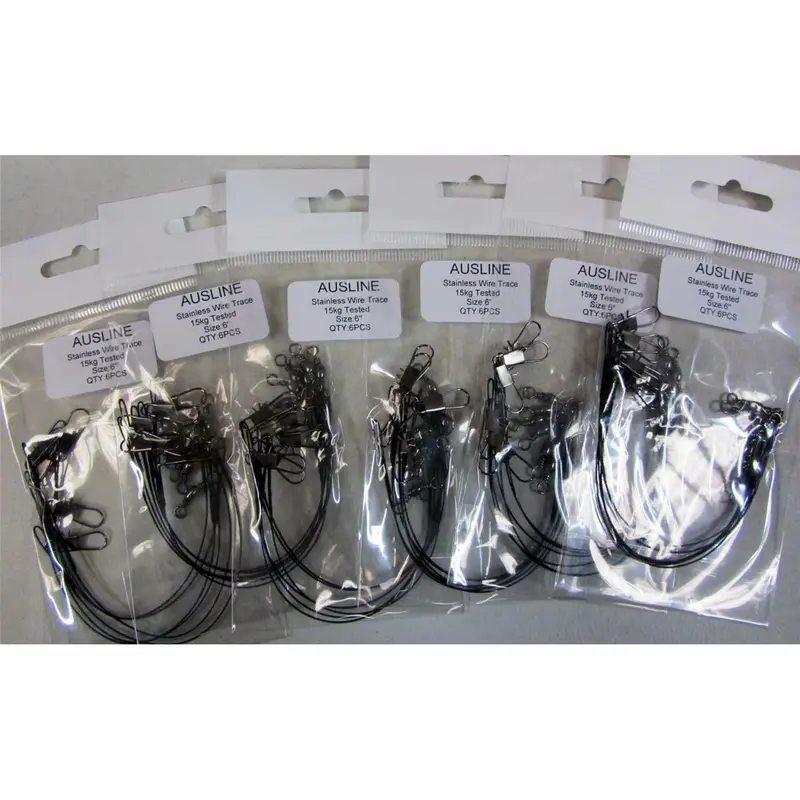 36-Pack 6-Inch Stainless Steel Leaders with Snap & Swivel