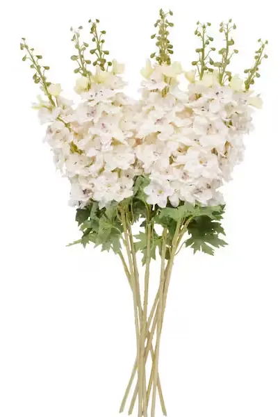 38-Inch Tall Delphinium Artificial Stem – White Faux Floral Accent