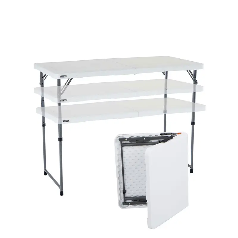 4-Foot Commercial Fold-in-Half Table with Adjustable Height
