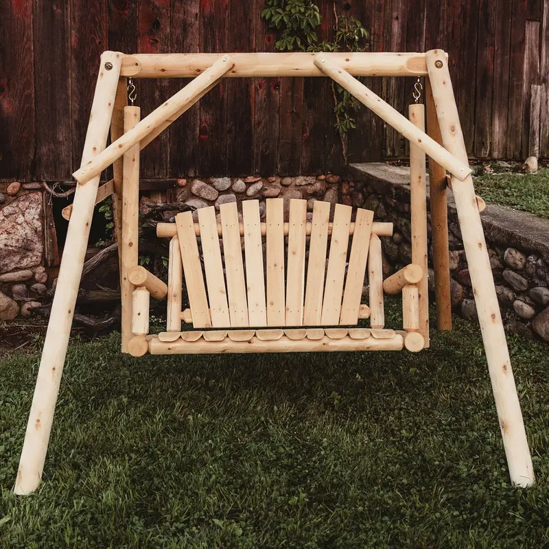 4-Foot Rustic Wooden Yard Swing