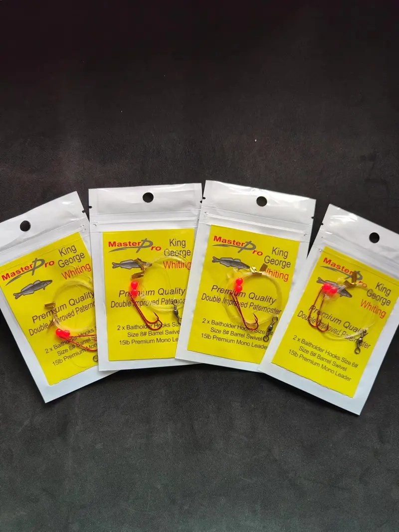 4-Pack Custom King George Whiting Rigs – Pre-Rigged 6-Test Line Setup