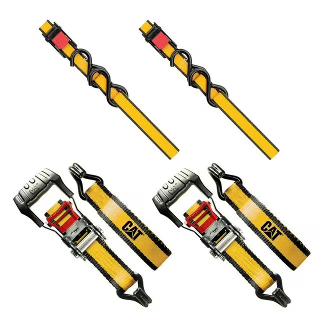 4-Piece Heavy-Duty Tie-Down Kit Featuring Ratchet Straps and Cam Buckles
