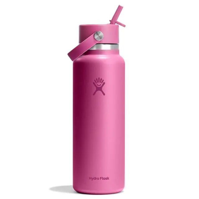 40 oz Wide-Mouth Insulated Water Bottle with Flex Straw Cap