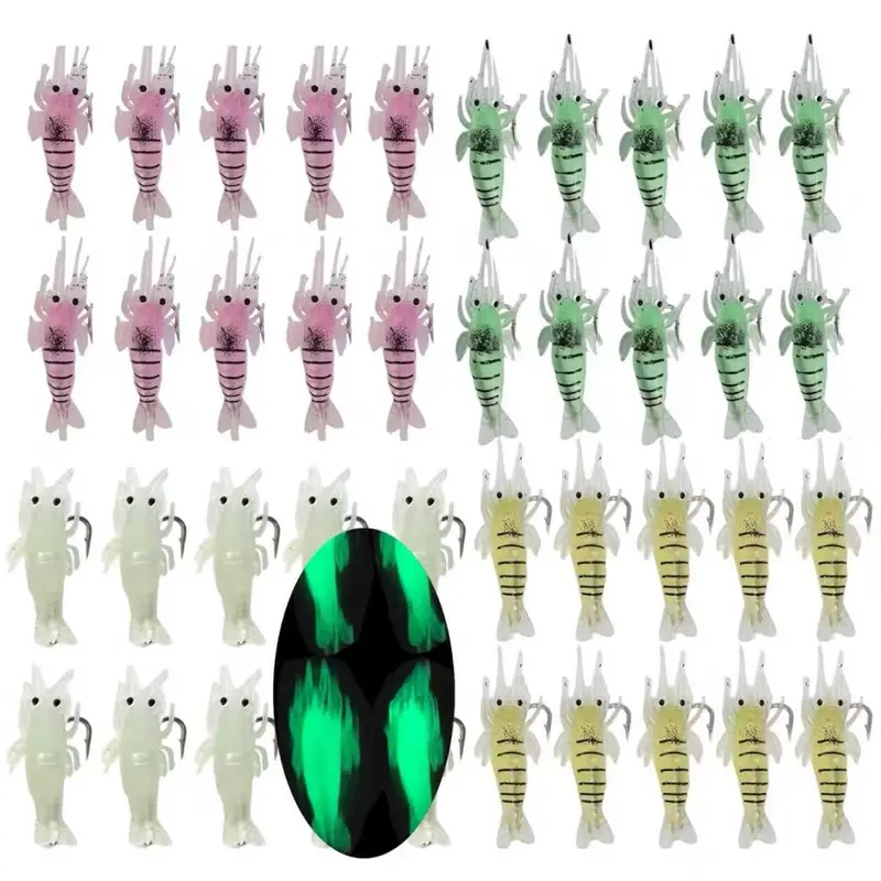 40-Piece Masterpro Micro Shrimp Lure Assortment – Hook-Integrated Baits