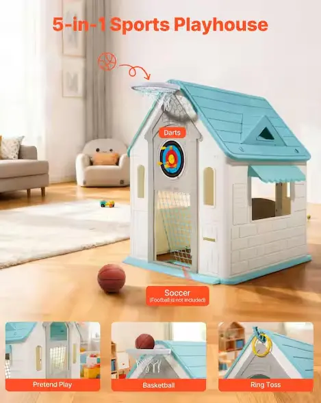 5-in-1 Toddler Playhouse – Multi-Activity Outdoor Learning Center