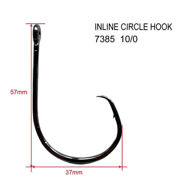 50-Pack 10/0 Inline Circle Hooks – Straight-Eye, Heavy-Duty Saltwater Tackle