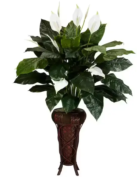 57-Inch Artificial Green Spathiphyllum Silk Plant with Stand