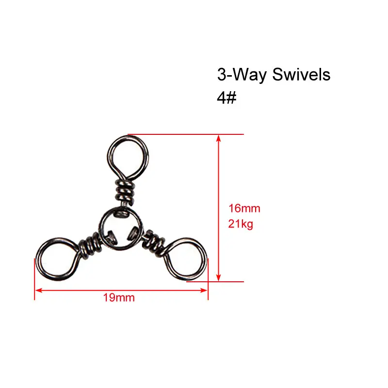 60-Pack 3-Way CrossLine Swivels – 4 lb Test, Multi-Directional Rigging