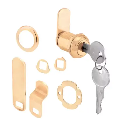 7/8-Inch Die-Cast Cam Lock with Brass Plating for Cabinets