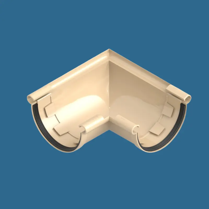 90° Gutter Corner Fitting – 25 cm Diameter, Sand Finish (INES)