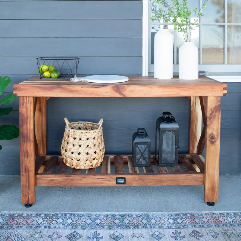 Acacia Wood Console Table – Rustic Indoor/Outdoor Entryway Furniture