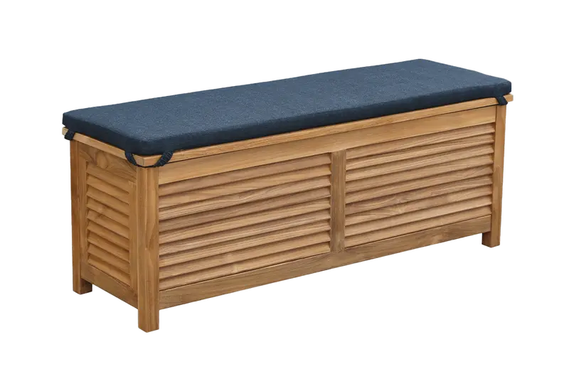 Agnes Teak Storage Bench – 145 cm Natural Wood Outdoor Seating & Storage