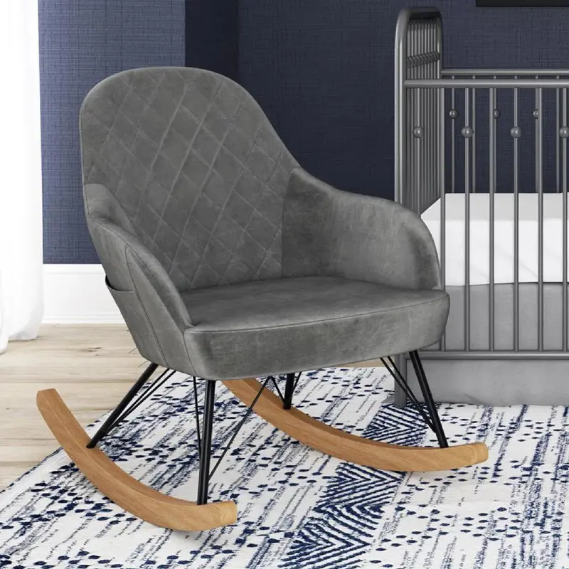 Alain Modern Rocker Chair in Grey