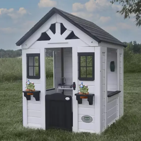 All-Cedar Outdoor Playhouse Featuring Integrated Sink