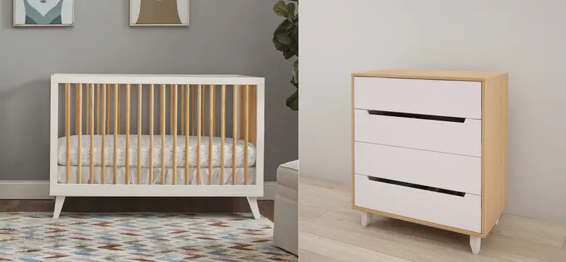 Amy 2-Piece Nursery Collection in Two-Tone Natural White